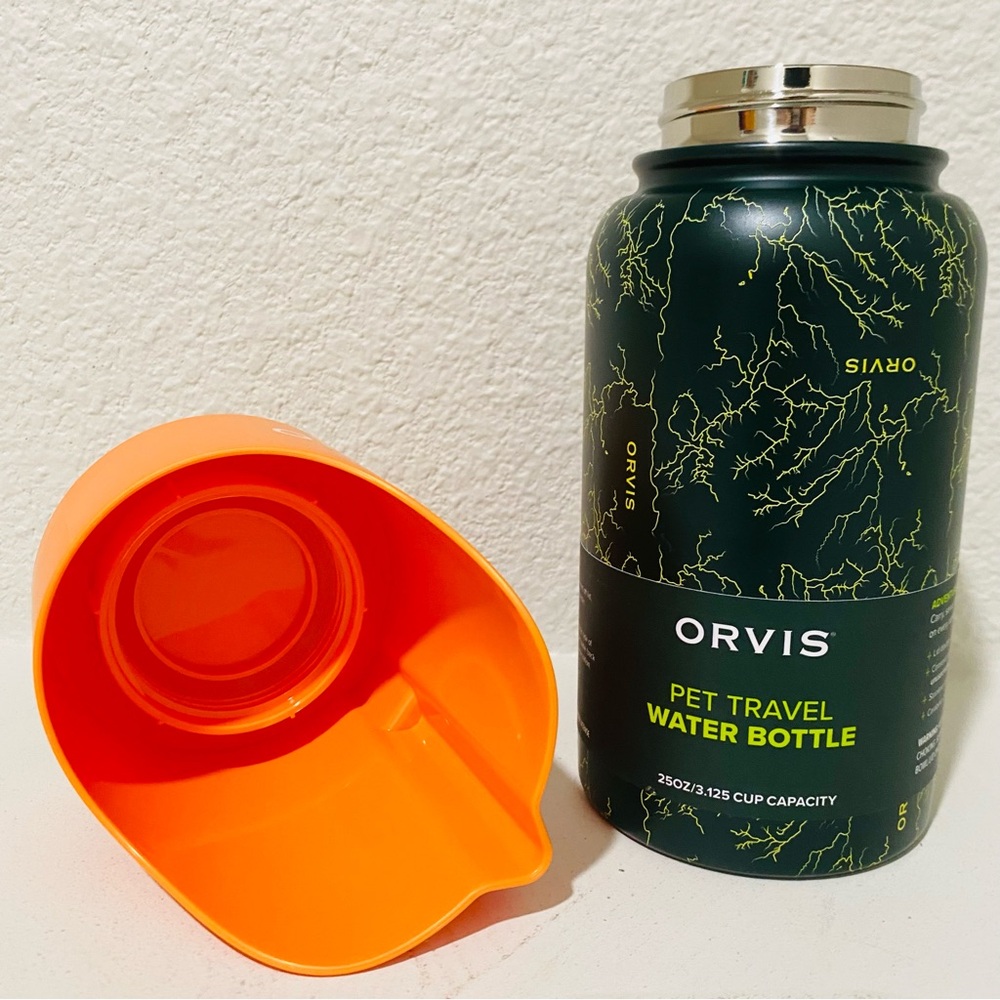 New Orvis Orange and Black Pet Travel Water Bottle - Picture 2 of 2